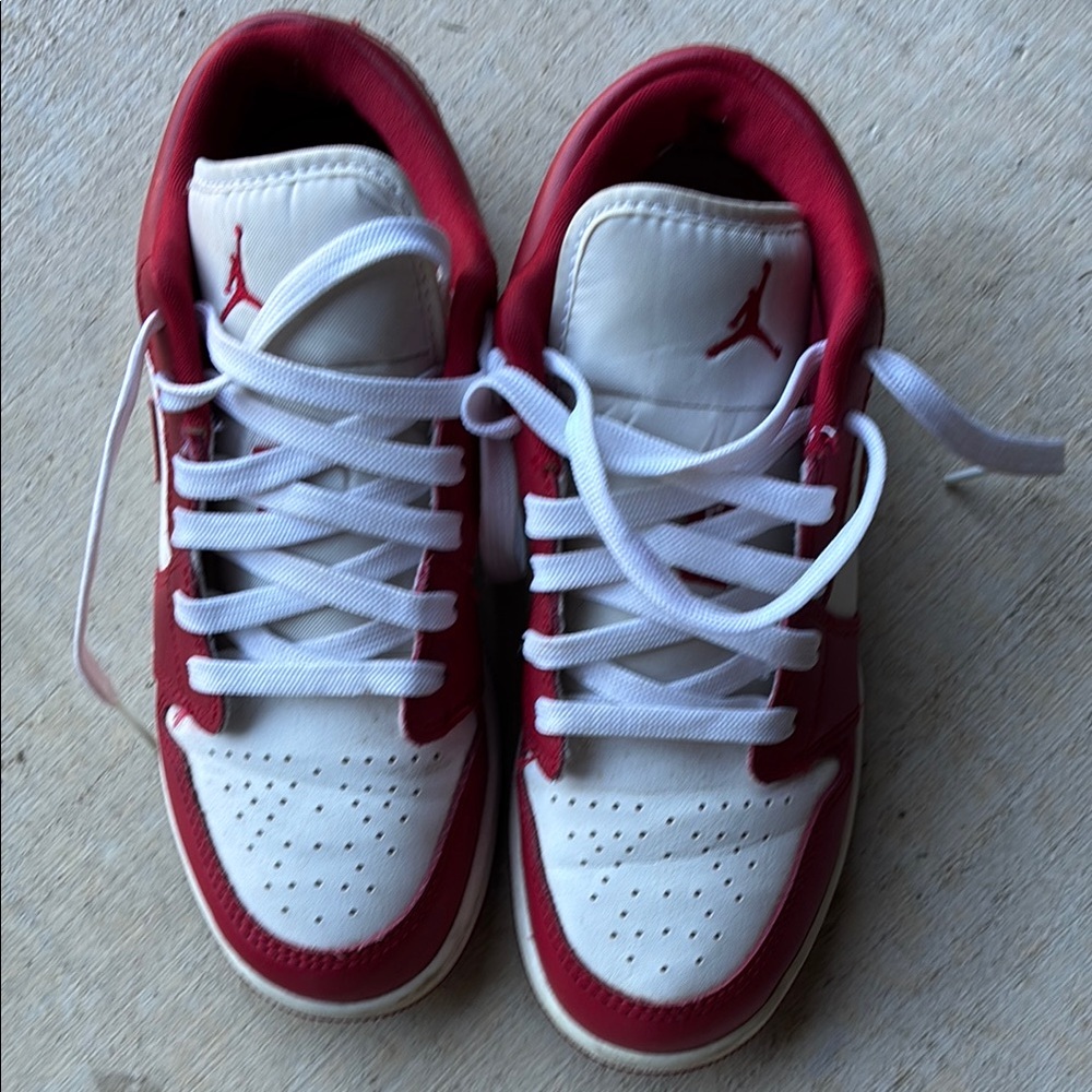 Jordan Red and White Sneakers Classic Design